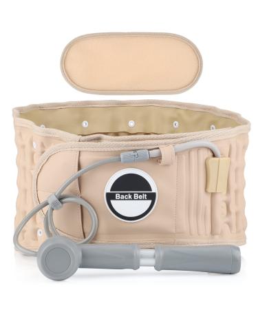 Decompression Back Belt for Low Back Pain  Back Reliever Spinal Decompression Device  Lumbar Decompression Belt  Inflatable Back Brace for Woman Man 29-49 Inches Waist Beige 1