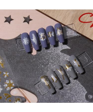 JMEOWIO Christmas Glitter Nail Art Stickers - 8 Sheets Snowflake Xmas Decals in Gold & White - Buy Online on GoSupps.com