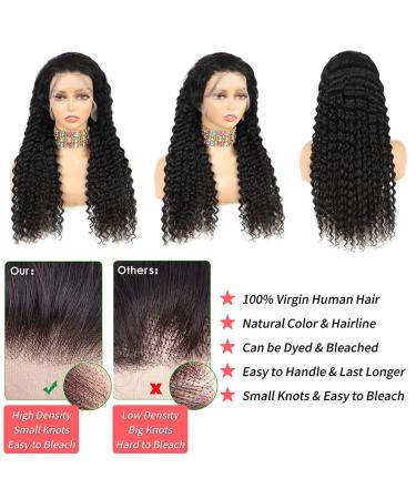 MSCLARA 24 Deep Wave Lace Front Wig | Brazilian Wet and Wavy Human Hair | Pre Plucked with Baby Hair | Natural Looking Glueless Wig for Black Women - Buy Online on GoSupps.com