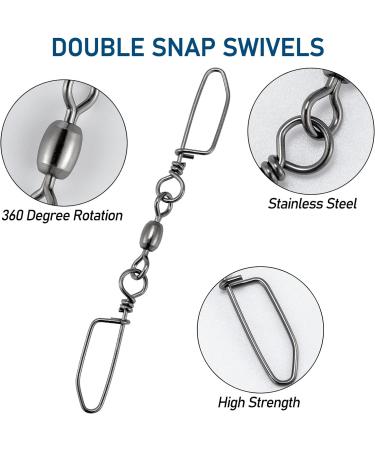 Dr.Fish 20 Pack High Strength Double Snap Swivels - Rust Resistant Stainless Steel Barrel Swivels for Saltwater Fishing - Trolling Planer Board Line Release Clips - Buy Online on GoSupps.com