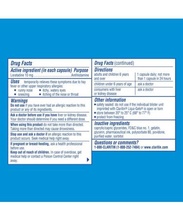Claritin Allergy Liqui-Gels 10mg | 10 Count - Fast Acting Relief - Buy Online on GoSupps.com