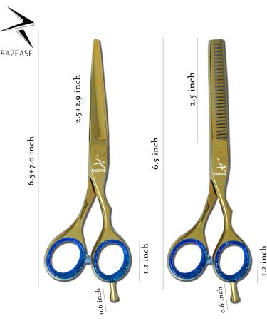 Razease Hairdressing Scissors Professional Barber Scissors Set|Titanium Coating J2 420c 6.5" Stainless Steel Hair Cutting Scissors Kit| Hairdressers Scissors for Salon Men Women | Hair Scissors(Gold) - Buy Online on GoSupps.com