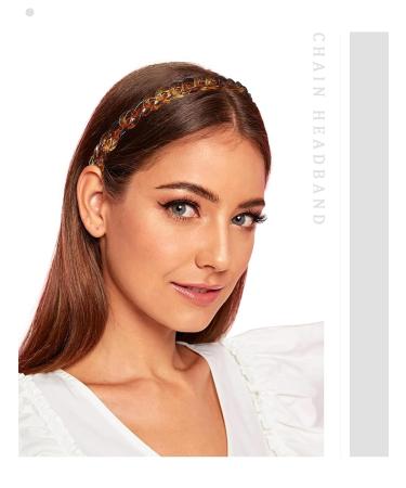 AWAYTR Chain Hairband for Women - Set of 3 Chained Reactions Headbands in Metal Resin (Gold, Silver, Amber) - Buy Online on GoSupps.com