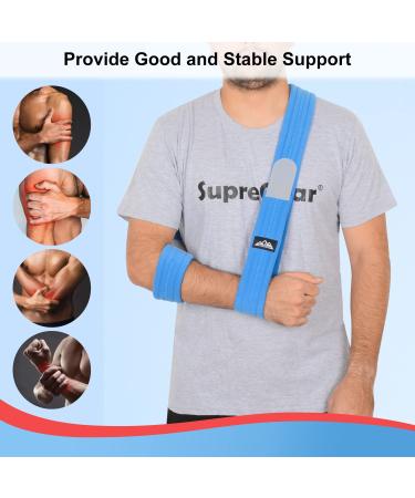 Supregear Adjustable Lightweight Arm Sling | Shoulder Immobilizer Support for Injured Arm | Breathable Medical Shoulder Support - Blue - 180cm - Buy Online on GoSupps.com