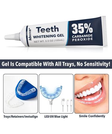 Advance+ 35% Carbamide Peroxide Teeth Whitening Gel Refill for Trays - 33 Syringes - Compatible with LED, UV, Blue Lights and Invisalign - Buy Online on GoSupps.com