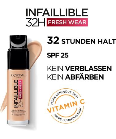 L'Or al Paris Liquid Foundation Full Coverage Lasting Wear With Vitamin C and SPF 25 Infallible 32H Fresh Wear 15 Porcelain (Pack of 5) 15 30 ml (Pack of 5) - Buy Online on GoSupps.com