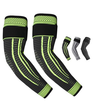 Ruilala elbow bandage compression for women men breathable elbow bandages 2 piece of non -slip elbow support for tennis arm golfer arm sport arthritis tendonitis (green XL) XL green