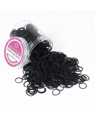 JASVERLIN Black Rubber Bands for Hair 1000pcs  Small Baby Hair Ties Ponytail Holder Tiny Hair Elastics Bands for Baby Girls Women 1/2inch 1/2 Inch Black