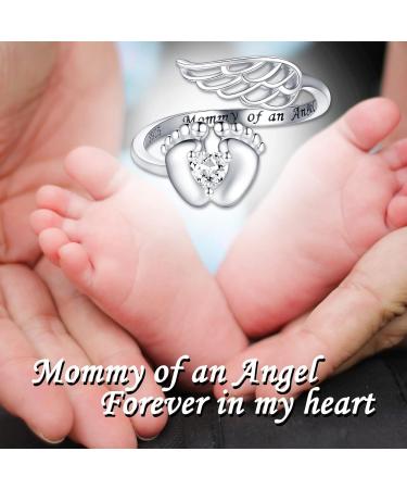 APOTIE Sterling Silver Miscarriage Ring - Infant Loss Jewelry for Women | Memorial Pregnancy Rings with Cubic Zirconia - Buy Online on GoSupps.com