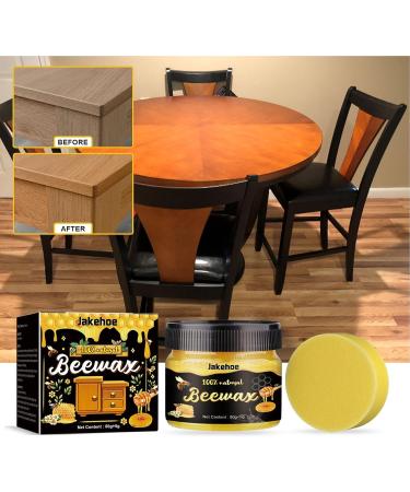 Natural Beeswax Cleaner - 80g Traditional Seasoning Beeswax Furniture Conditioner Furniture Cleaner and Polish with 1 Sponge Wood Scratch Repair Wax for Wood Doors Tables Cabinets Hixip - Buy Online on GoSupps.com