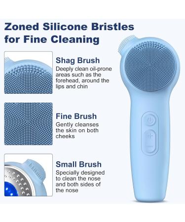 Sonic Facial Cleaning Brush | Urbuti Electric Silicone Face Scrubber - IPX7 Waterproof Deep Cleaning Tool for Men & Women - Blue - Buy Online on GoSupps.com