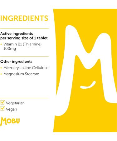 Vitamin B1 Thiamine 100mg 120 Tablets - Supports Heart, Immune & Psychological Function - Vegan - MOBU UK - Buy Online on GoSupps.com