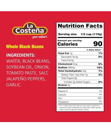 La Costena Black Whole Beans 400g (Pack 3) Mexican Frijoles Black Whole Beans in Can Tinned Beans - Buy Online on GoSupps.com