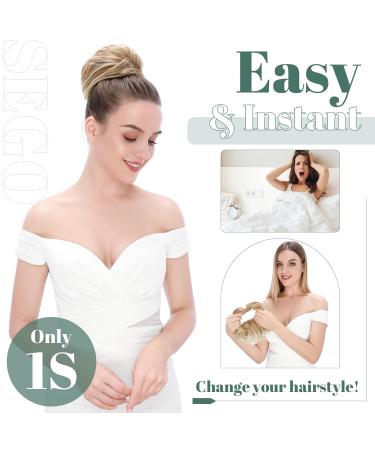 Sego Rubber Band Hair Part - 55g Dutt Hair Tie & Extensions for Messy Bun - Medium Blonde Mix - Buy Online on GoSupps.com