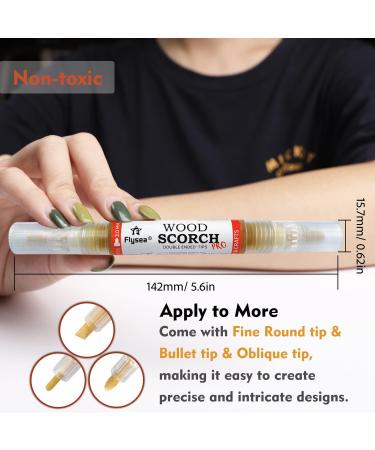 SUIUBUY Scorch Pen Marker - 4 PCS Chemical Wood Burner Set for Crafts - Versatile Kit with Fine Round, Bullet, and Oblique Tip - Buy Online on GoSupps.com