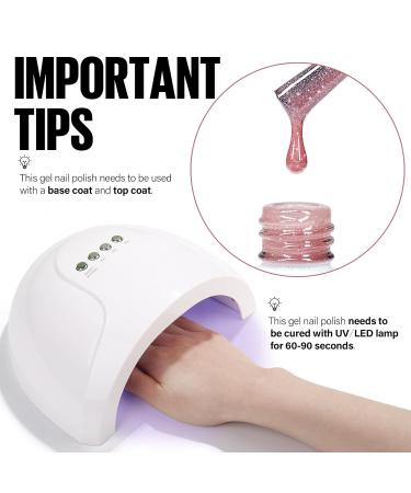 Buy Tomicca UV Nail Polish Glitter - 15ml Dark Pink Gel Varnish & Silver Glitter | Soak Off Manicure - Buy Online on GoSupps.com