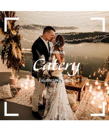 Catery Rose Gold Flower Crystal Bridal Hair Comb & Pearl Side Combs - Elegant Wedding Accessories - Buy Online on GoSupps.com