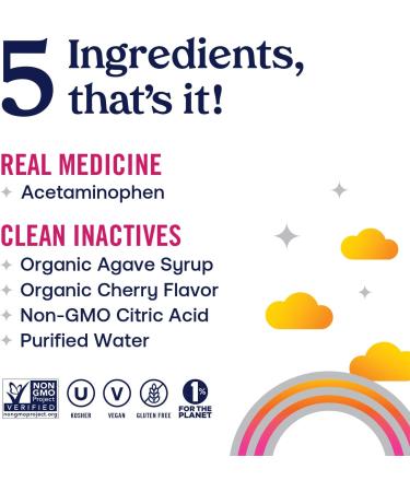 KinderMed Organic Cherry Kids' Pain & Fever Reliever 4 Fl Oz - Acetaminophen Children's Relief - Buy Online on GoSupps.com