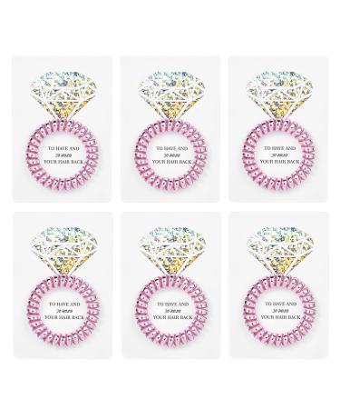 Coil Spiral Hair Ties with Diamond Card Set of 6 Bachelorette Hair Ties  Bridal Shower Bachelorette Party Favors Bridesmaid Proposal Gifts (Pink)