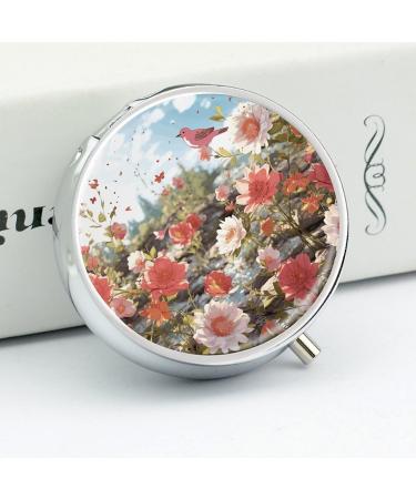 Travel Pill Box | 3 Compartment Floral Print Pill Organizer | Portable Medicine Case for Handbag & Pocket - Buy Online on GoSupps.com