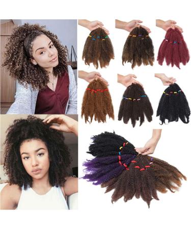 SEGO 3 Packs Afro Cochet Braids Kinky Curly Hair Bulk Extensions Marlybob Coat braids confused hair natural black & honey blonde