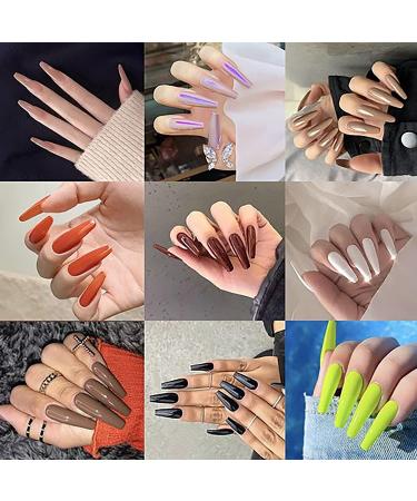 Feugole XXL French Coffin Nail Tips - 120pcs Natural Acrylic False Nails with Box for Nail Art - Buy Online on GoSupps.com
