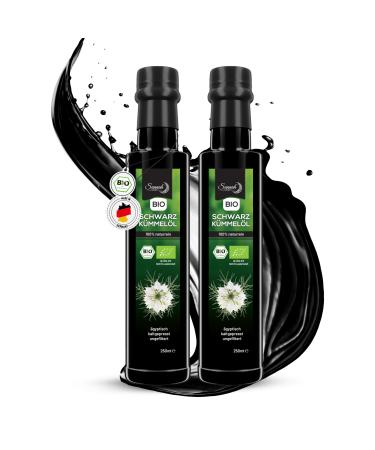 Sunnah Shop Bio black cumin oil unfiltered Cold -pressed 500ml (2x250ml) - Black Seed Oil Organic - 100% pure from Egyptian Nigella sativa 250ml (2 Pack)