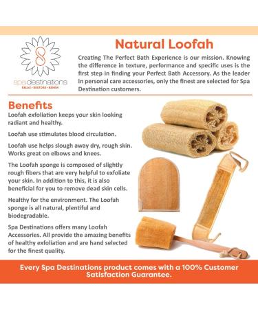 Natural Loofah Back Strap for Bath and Shower - Terry Cloth Spa Destinations - Buy Online on GoSupps.com