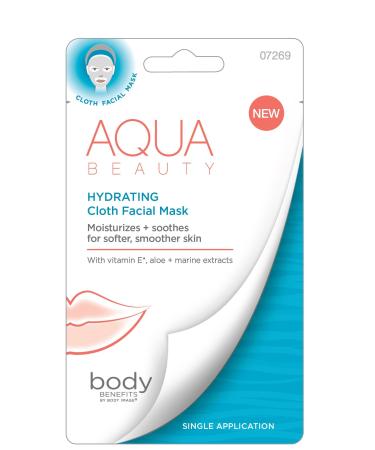 Hydrating Cloth Facial Mask Ocean-Fresh 1.47 Ounce With Vitamin E Aloe and Marine Extracts For Smoother Skin No Mess No Fuss at Home Hydration Self Care Through Skin Care