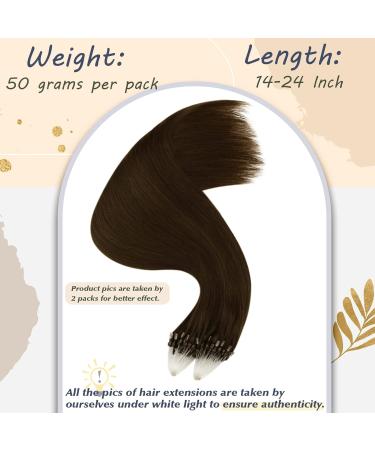 Ugeat Microring Extensions - Real Hair Chocolate Brown 55cm | 50g Micro Loop Hair Extensions #4 - Buy Online on GoSupps.com