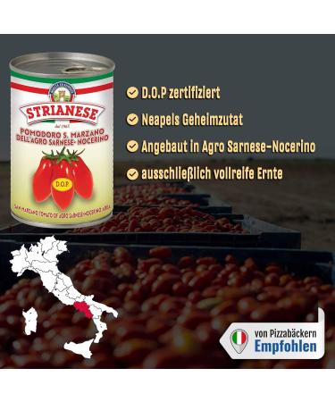 Buy Delicret 12x 400g Strianese San Marzano Tomatoes DOP | Whole Peeled Pizza Tomatoes & Authentic Neapolitan Pizza Recipes - International Shipping Available - Buy Online on GoSupps.com