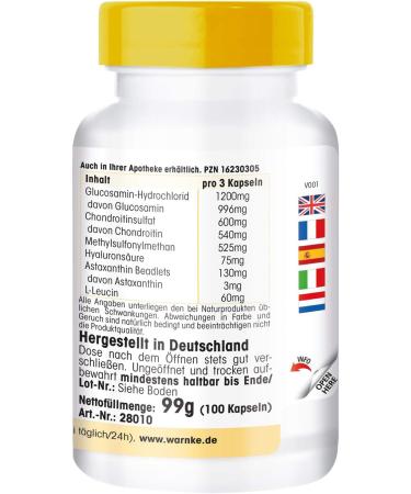 WARNKE VITAL SUBSTANCES Probed capsule high dosage with glucasamine chonroitine & Hyaluronic acid 100 capsule Warnke Vitals German pharmacists qualitia - Buy Online on GoSupps.com