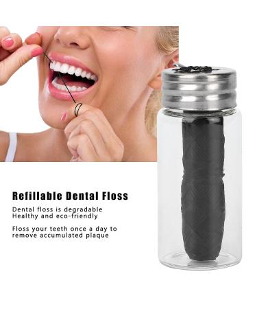 Portable Black Dental Floss with Refillable Container - Nature Tooth Flap & Plaque Removal | Shop Internationally - Buy Online on GoSupps.com