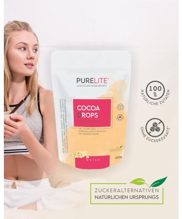 Purelite Cocoa Drops White 450g - Sugar-Reduced White Chocolate Drops with Erythritol & Stevia | No Aftertaste | Perfect for Baking | 70% Less Sugar - Buy Online on GoSupps.com