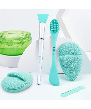 Ducare Silicone Face Mask Brush & Facial Cleansing Sponges Set - 4 PCS | Soft Double-Ended Brush for Mud, Clay, DIY Green - Beauty Essential - Buy Online on GoSupps.com