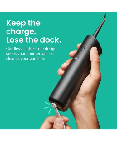 Quip Water Flosser - Cordless Dental Water Pick with Adjustable Pressure & 360 Tip - Rechargeable All-Black Teeth Cleaner - Buy Online on GoSupps.com