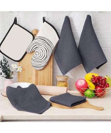 Kenntsh 100% Cotton Waffle-Weave Kitchen Dish Cloths Ultra Soft Absorbent Quick Drying Dish Towels Dark Gray - Buy Online on GoSupps.com