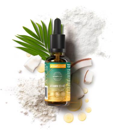Primal Vitamin D3 & K2 Drops de Primal Harvest - 1 000 U.I. Gouttes multi vitamines avec huile MCT vitamines liquides en flacon compte-gouttes 980 par goutte (2 Pack (980 Drops)) - Buy Online on GoSupps.com