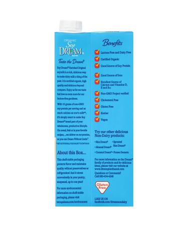 Soy Dream Enriched Original Organic Soymilk 32 Oz - Pack of 6 - Buy Online on GoSupps.com