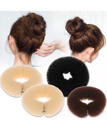 Buy Vegcoo 4-Piece Donut Hair Bun Maker Set | Stylist Hair Styling Tool - Black Brown Cream White - Buy Online on GoSupps.com