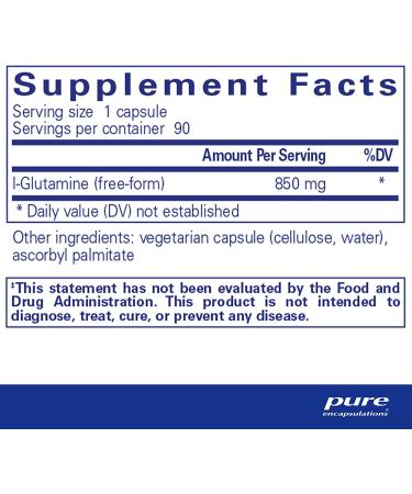 Pure Encapsulations L-Glutamine 850mg Capsules for Immune & Digestive Support | Gut Health, Metabolism & Muscle Support | 90 Count - Buy Online on GoSupps.com