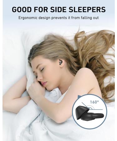 Silicone Ear Plugs for Sleep - 2 Pairs Noise Reducing NRR -33dB, Reusable Soft Night Earplugs for Sleeping, Snoring Blocking, Side Sleepers - Black - Buy Online on GoSupps.com