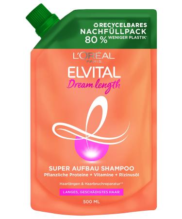 L'Or al Paris Elvital Anti-Split Ends Shampoo Refill for Long and Dreamy Hair with Castor Oil Dream Length 500 ml