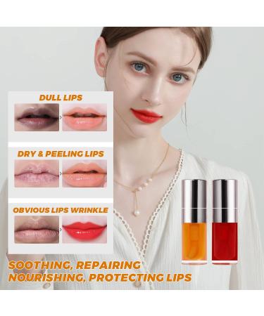 Lip Glow Oil Set 2 Pcs - Plumping, Hydrating, Non-Sticky Lip Gloss Oil - Nourishing Tinted Lip Balm - Soothes Dry Lips - Honey & Cherry Tint - Buy Online on GoSupps.com