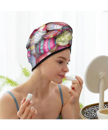 Hair Towel Wrap | Quick-Dry Hair Turban with Button | Easter Eggs Design - Perfect for All Hair Types - Buy Online on GoSupps.com