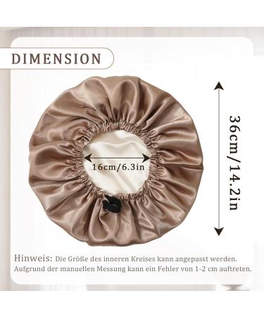 Welrog Adjustable Satin Hair Hood for Women - Reversible Silk Bonnet Sleep Cap in Coffee & Khaki | Perfect for Nighttime Hair Protection - Buy Online on GoSupps.com