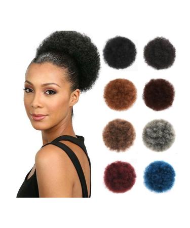 Hair Bun Hairpiece for Women Synthetic Hair Short Kinky Curly Bun Hair Pieces Afro Puff Drawstring Ponytail Extension Clip in Hair Extension Hairpieces for Women Hair Chignons(1BT0906) 1 PC 1BT0906
