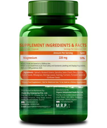 Himalayan Organics Plant Based Magnesium 220mg - 120 Veg Capsules | Natural & Vegan Formula - Buy Online on GoSupps.com