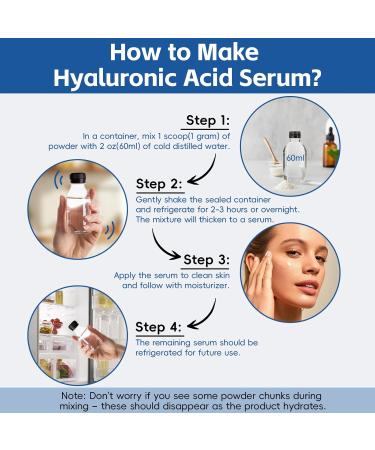 Arofum Hyaluronic Acid Powder, with Collagen Peptides DIY Hydrating Serum & Skincare Ingredient, Clean Formula, Gluten-Free, No Preservatives 100g / 3.52oz - Buy Online on GoSupps.com