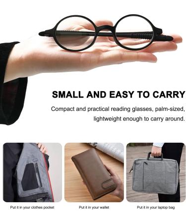 Abetos Retro Reading Glasses for Men & Women - Flexible TR90 Full Rimming Vintage Style - 1.25x Mini Computer Aid - Lightweight Matte Black - Buy Online on GoSupps.com